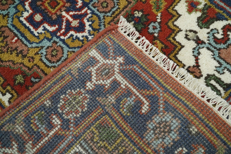 Handmade Rust and Blue Heriz Serapi 10 Feet Runner made with wool | TRDCP362610 - The Rug Decor