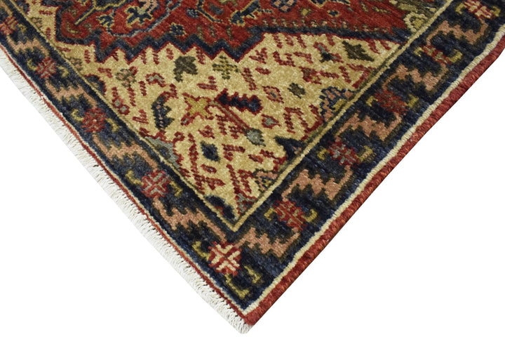 Handmade Rust and Blue Heriz Serapi Runner made with fine wool | SRP02 - The Rug Decor