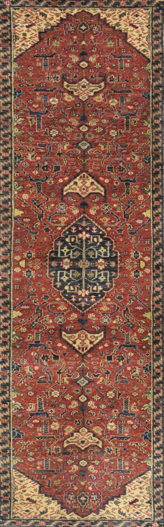 Handmade Rust and Blue Heriz Serapi Runner made with fine wool | SRP02 - The Rug Decor