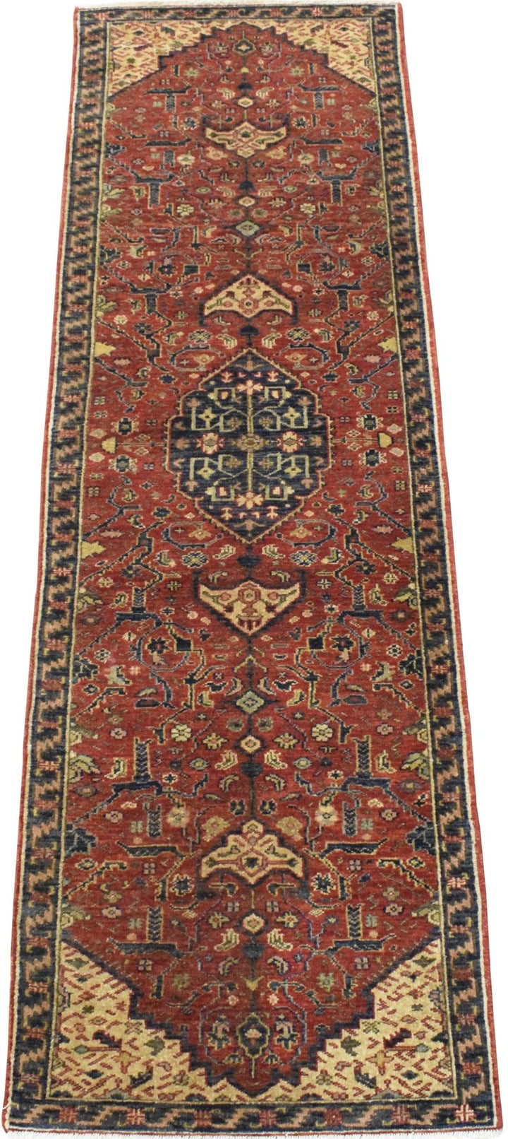 Handmade Rust and Blue Heriz Serapi Runner made with fine wool | SRP02 - The Rug Decor