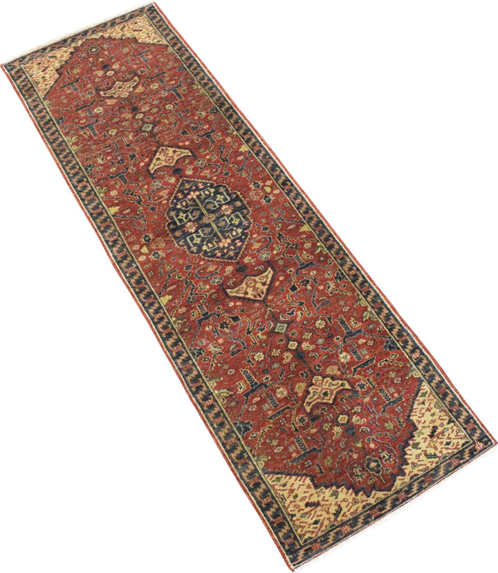 Handmade Rust and Blue Heriz Serapi Runner made with fine wool | SRP02 - The Rug Decor