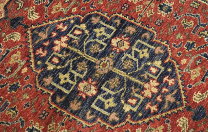 Handmade Rust and Blue Heriz Serapi Runner made with fine wool | SRP02 - The Rug Decor