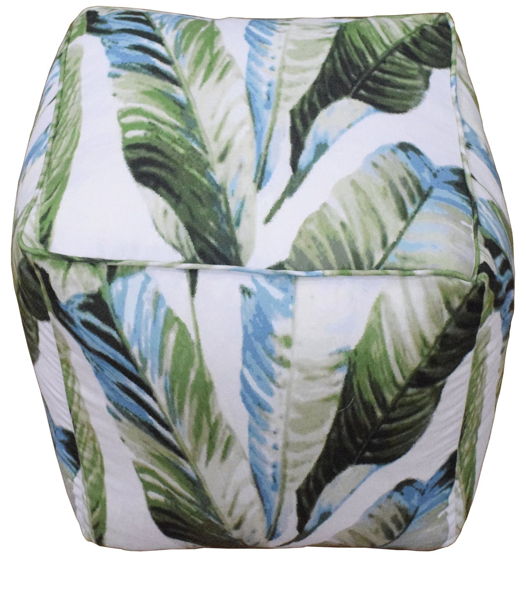 Handmade Tropical Design Outdoor and Indoor Ottoman Pouf - Footstool, Comfortable Chair or Footrest - The Rug Decor