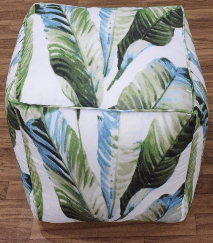 Handmade Tropical Design Outdoor and Indoor Ottoman Pouf - Footstool, Comfortable Chair or Footrest - The Rug Decor