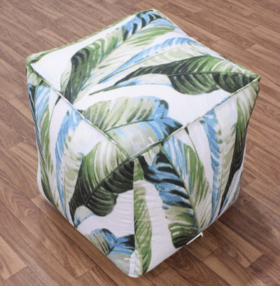 Handmade Tropical Design Outdoor and Indoor Ottoman Pouf - Footstool, Comfortable Chair or Footrest - The Rug Decor