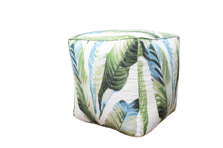 Handmade Tropical Design Outdoor and Indoor Ottoman Pouf - Footstool, Comfortable Chair or Footrest - The Rug Decor