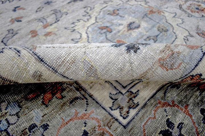 Handmade Vintage 8x10 Antique Muted Silver Persian Wool Area Rug | TRD2354810 - The Rug Decor