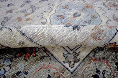 Handmade Vintage 8x10 Antique Muted Silver Persian Wool Area Rug | TRD2354810 - The Rug Decor