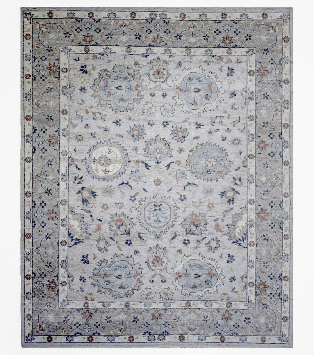 Handmade Vintage 8x10 Antique Muted Silver Persian Wool Area Rug | TRD2354810 - The Rug Decor