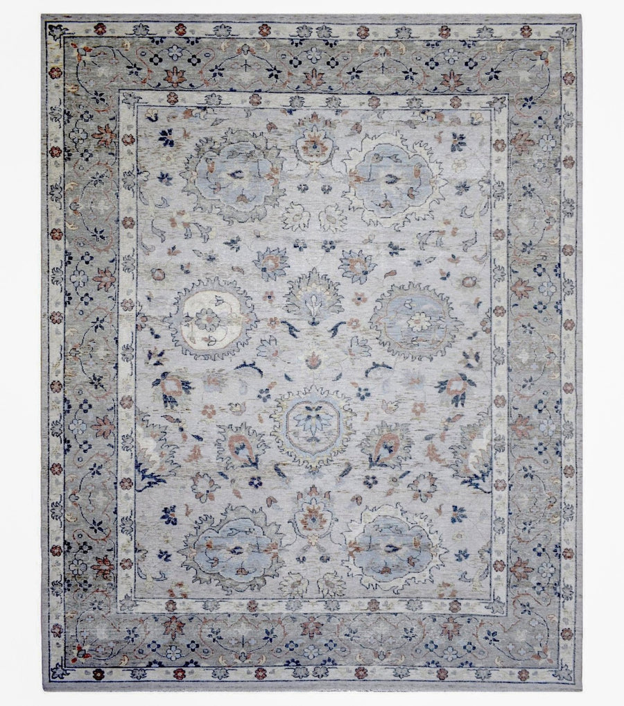 Handmade Vintage 8x10 Antique Muted Silver Persian Wool Area Rug | TRD2354810 - The Rug Decor