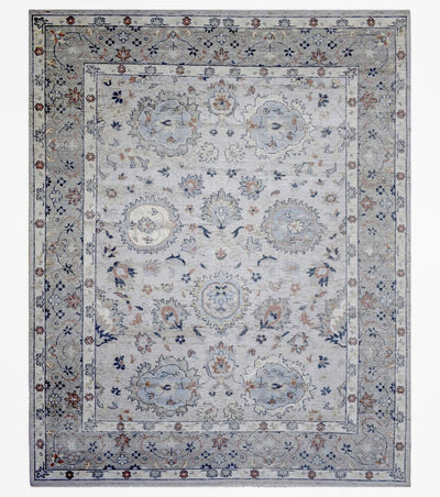 Handmade Vintage 8x10 Antique Muted Silver Persian Wool Area Rug | TRD2354810 - The Rug Decor