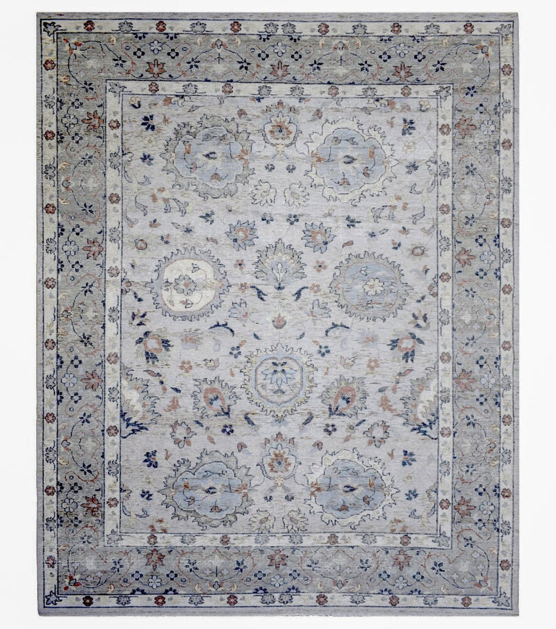 Handmade Vintage 8x10 Antique Muted Silver Persian Wool Area Rug | TRD2354810 - The Rug Decor
