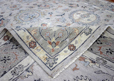 Handmade Vintage 8x10 Antique Muted Silver Persian Wool Area Rug | TRD2354810 - The Rug Decor