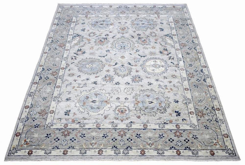 Handmade Vintage 8x10 Antique Muted Silver Persian Wool Area Rug | TRD2354810 - The Rug Decor