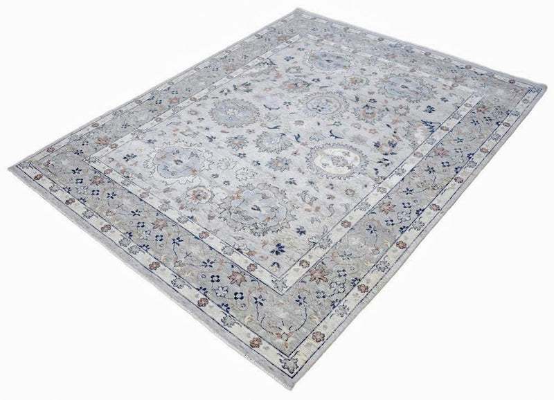Handmade Vintage 8x10 Antique Muted Silver Persian Wool Area Rug | TRD2354810 - The Rug Decor