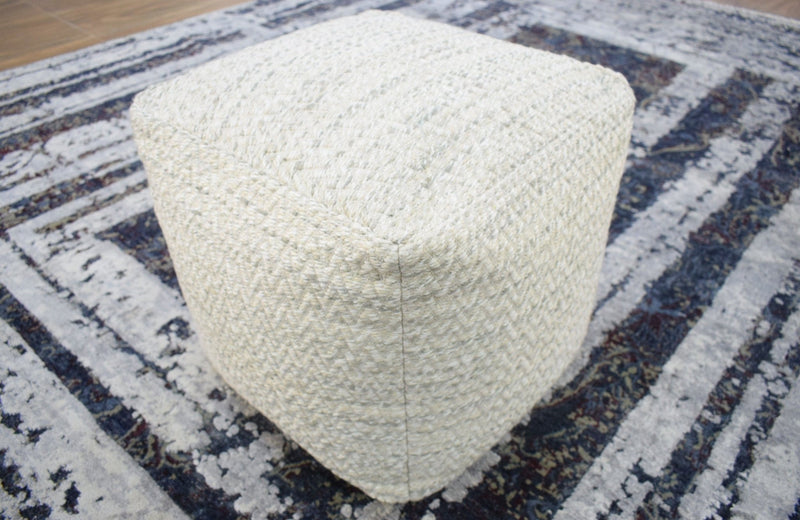 Handmade Viscose Pouf- Comfortable Chair or Footrest - Natural | TRD110 - The Rug Decor