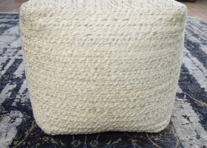 Handmade Viscose Pouf- Comfortable Chair or Footrest - Natural | TRD110 - The Rug Decor