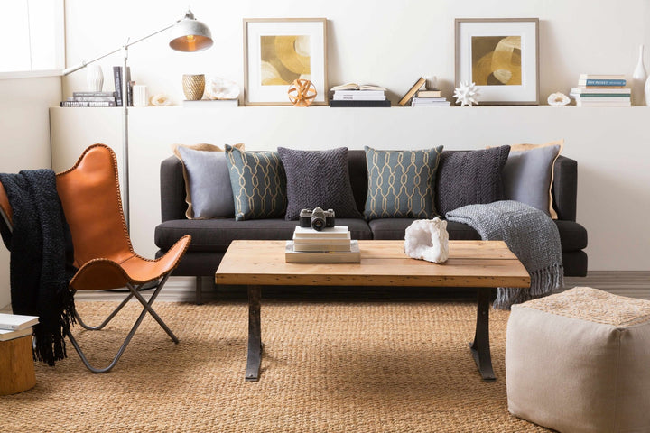 Handwoven tan ﻿Contemporary Solid Natural fiber jute area rug - The Rug Decor