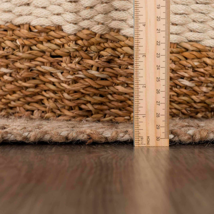 Handwoven tan ﻿Contemporary Solid Natural fiber jute area rug - The Rug Decor