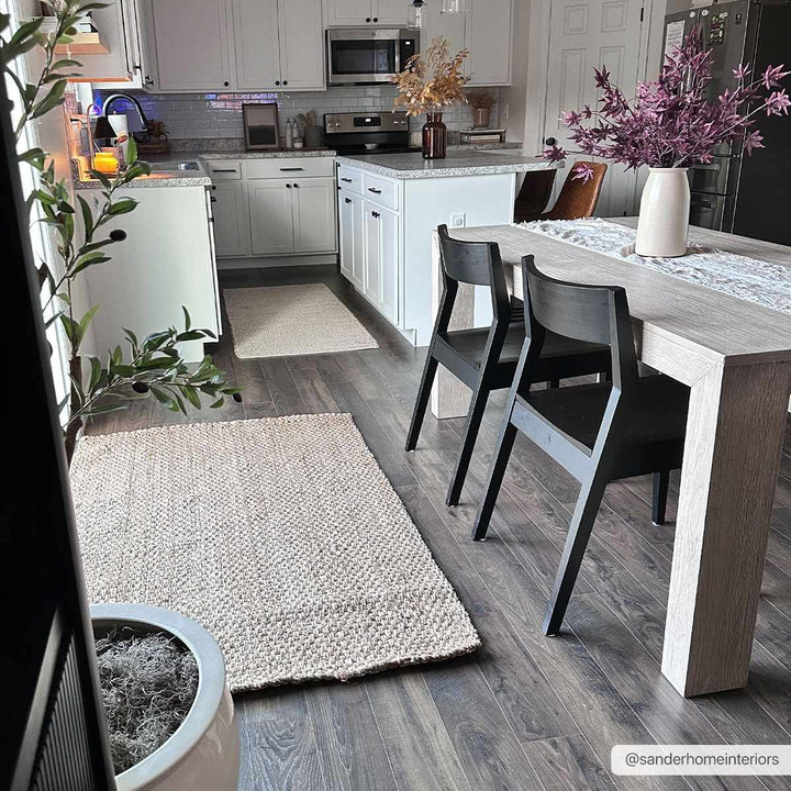 Handwoven tan ﻿Contemporary Solid Natural fiber jute area rug - The Rug Decor