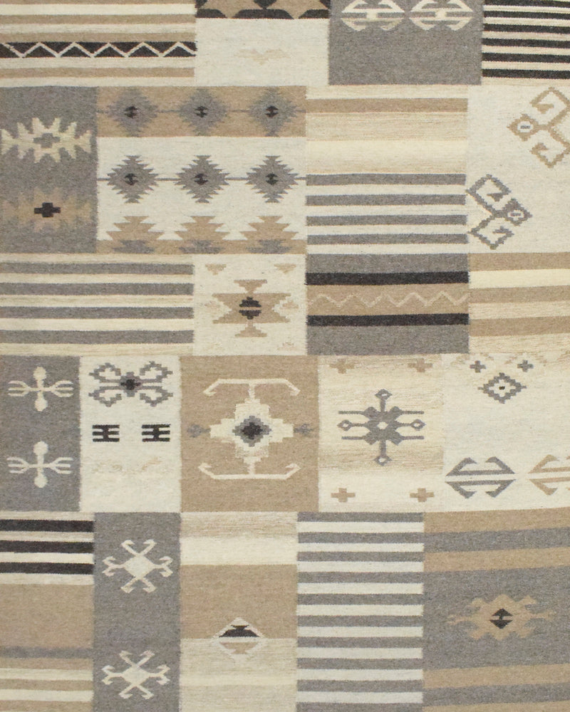 4x6, 5x8, 8x10 Dhurrie Rug, Beige Brown Tribal Pattern Rug - The Rug Decor 