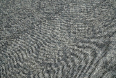 In Stock Antique Finish Hand knotted Silver and Charcoal 8x10 Wool Area Rug - The Rug Decor