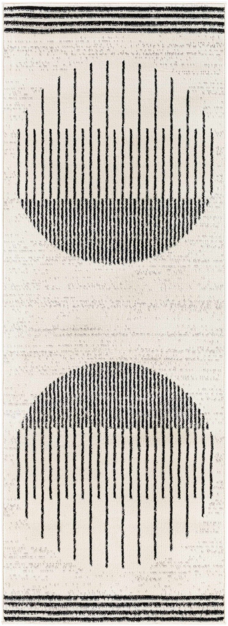 Ivory and Black Modern Geometrical Stripes Design Contemporary Multi Size Area Rug - The Rug Decor