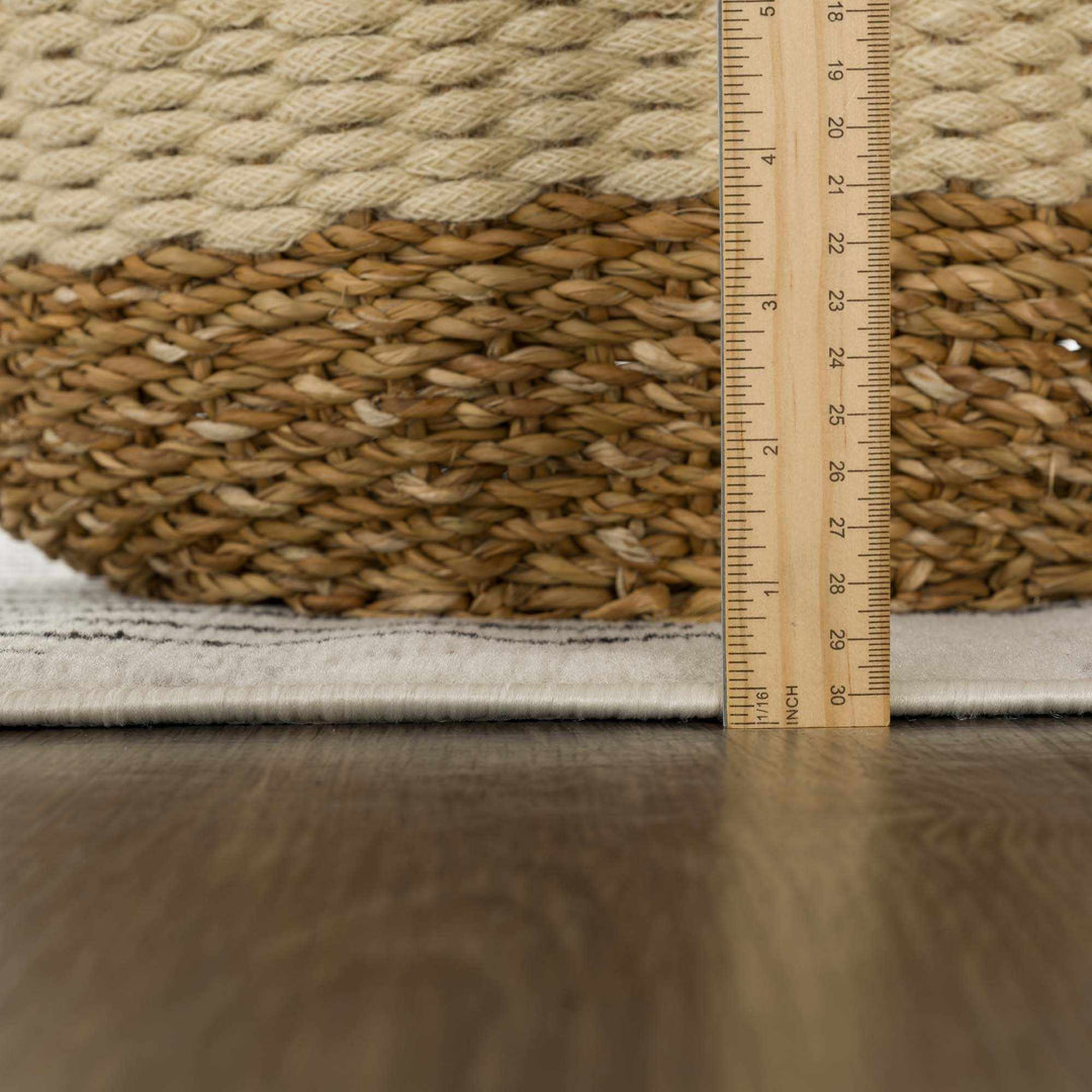 Ivory and Black Modern Geometrical Stripes Design Contemporary Multi Size Area Rug - The Rug Decor