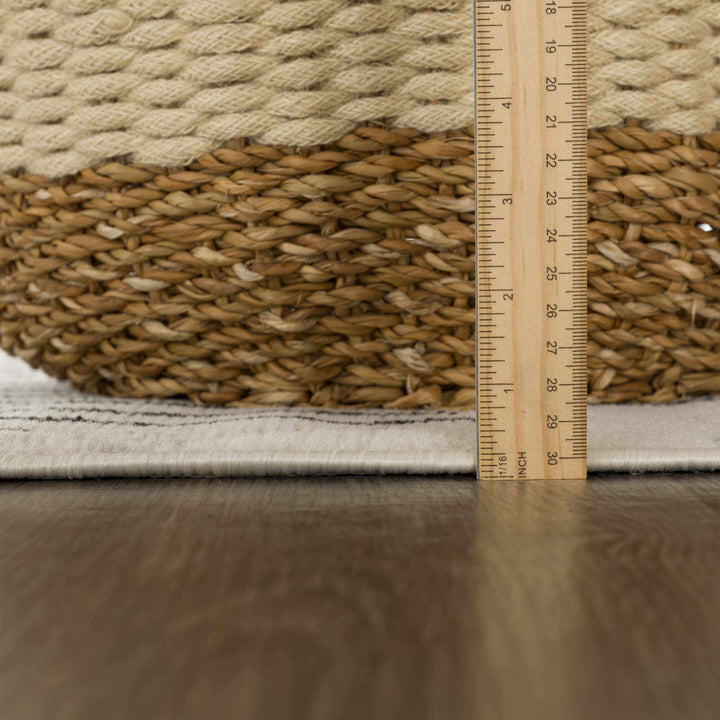 Ivory and Black Modern Geometrical Stripes Design Contemporary Multi Size Area Rug - The Rug Decor