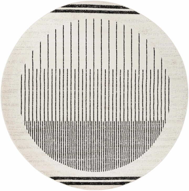 Ivory and Black Modern Geometrical Stripes Design Contemporary Multi Size Area Rug - The Rug Decor