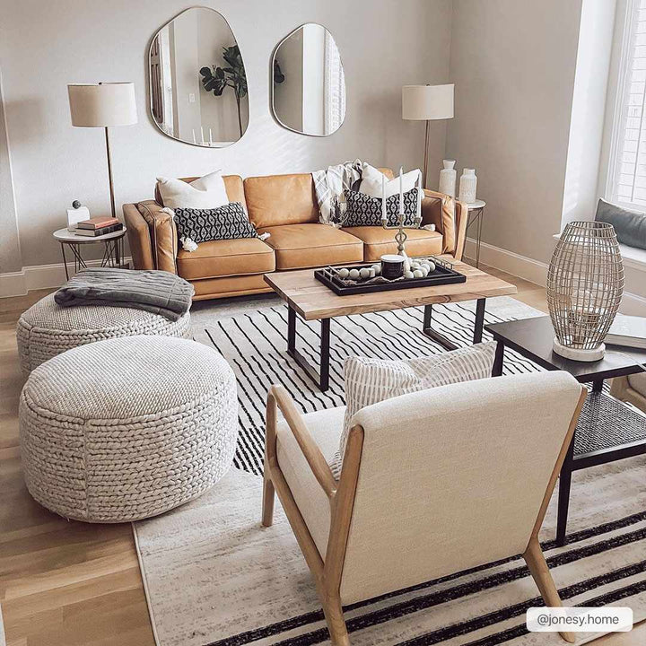Ivory and Black Modern Geometrical Stripes Design Contemporary Multi Size Area Rug - The Rug Decor