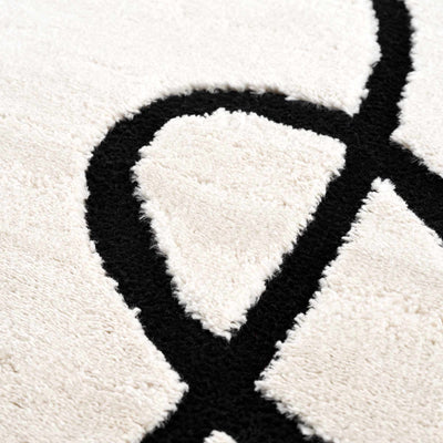 Ivory and Black Modern Lines Art Washable Area Rug - The Rug Decor