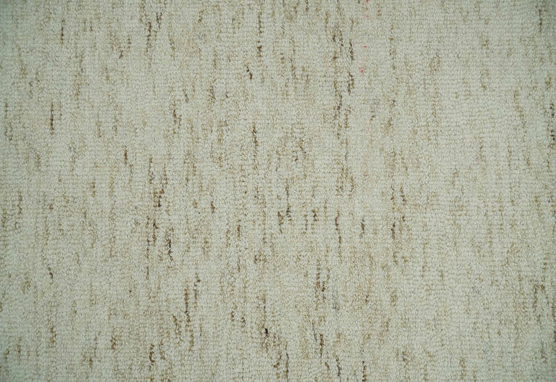 Ivory and Brown Abstract Hand Tufted 2x3, 3x5, 5x8, 6x9, 8x10 and 9x12 Natural Wool Area Rug | UL62 - The Rug Decor