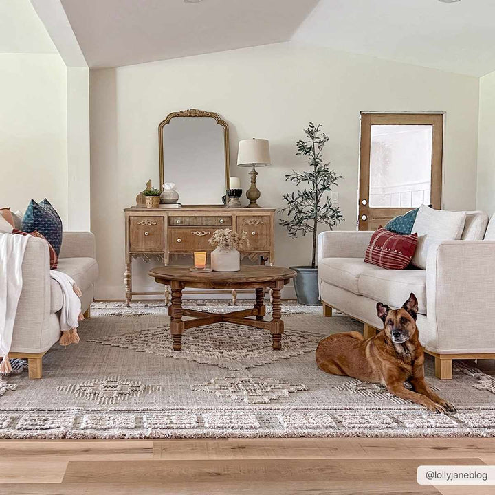 Ivory and Brown Cable Knit design Geometrical Carved Texture Area Rug - The Rug Decor