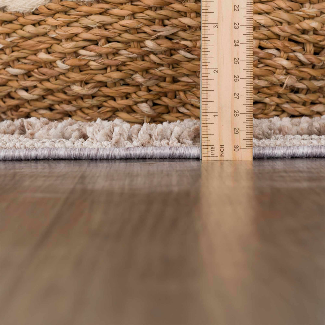 Ivory and Brown Cable Knit design Geometrical Carved Texture Area Rug - The Rug Decor
