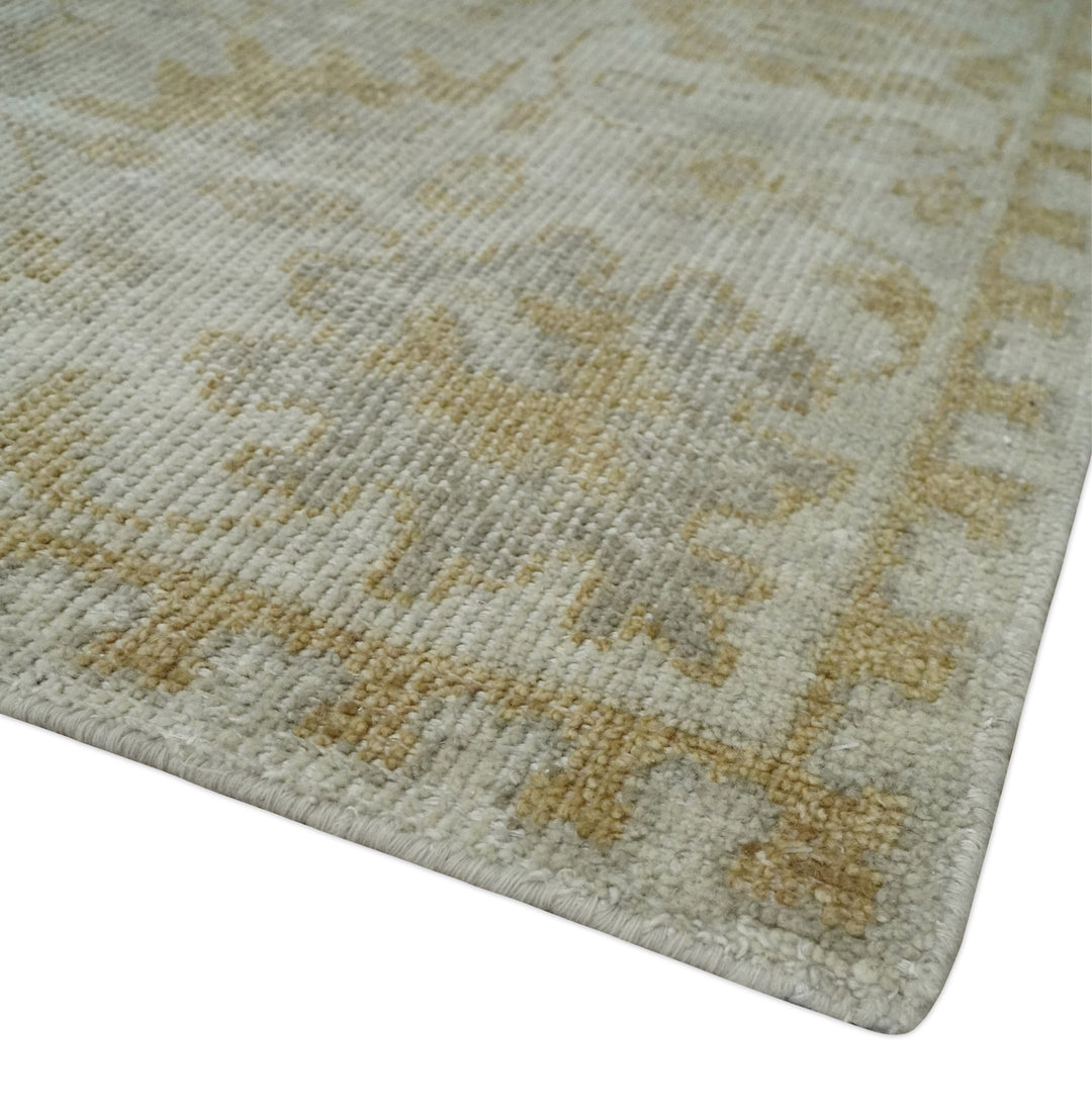 Ivory and Brown distressed finished Traditional Floral Low Pile Multi Size wool Area Rug - The Rug Decor