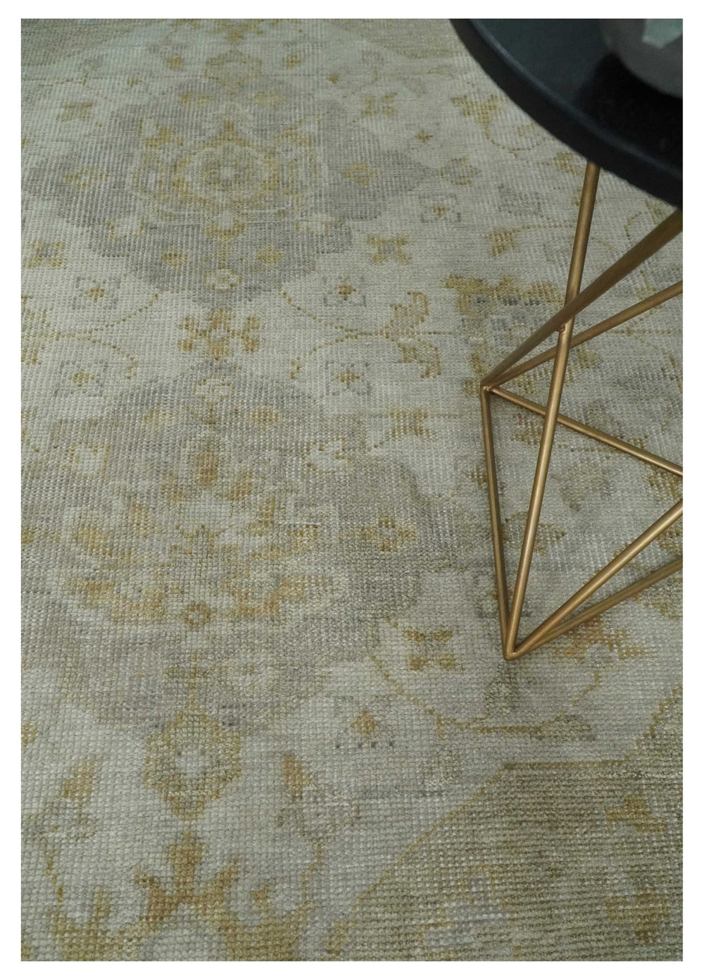 Ivory and Brown distressed finished Traditional Floral Low Pile Multi Size wool Area Rug - The Rug Decor