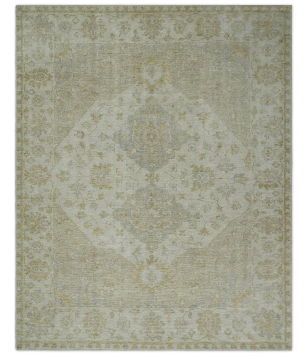 Ivory and Brown distressed finished Traditional Floral Low Pile Multi Size wool Area Rug - The Rug Decor