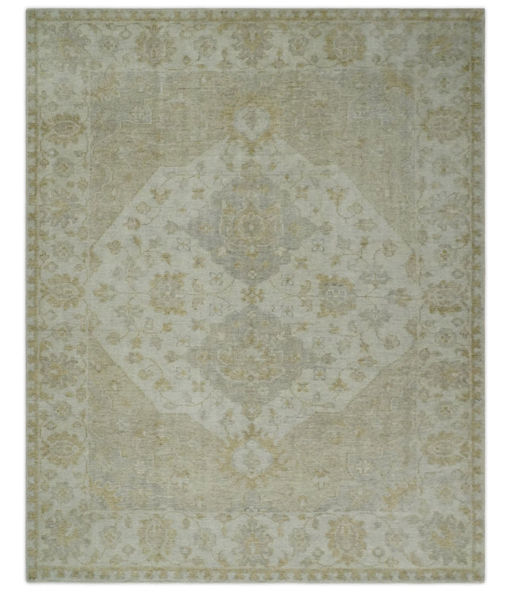 Ivory and Brown distressed finished Traditional Floral Low Pile Multi Size wool Area Rug - The Rug Decor