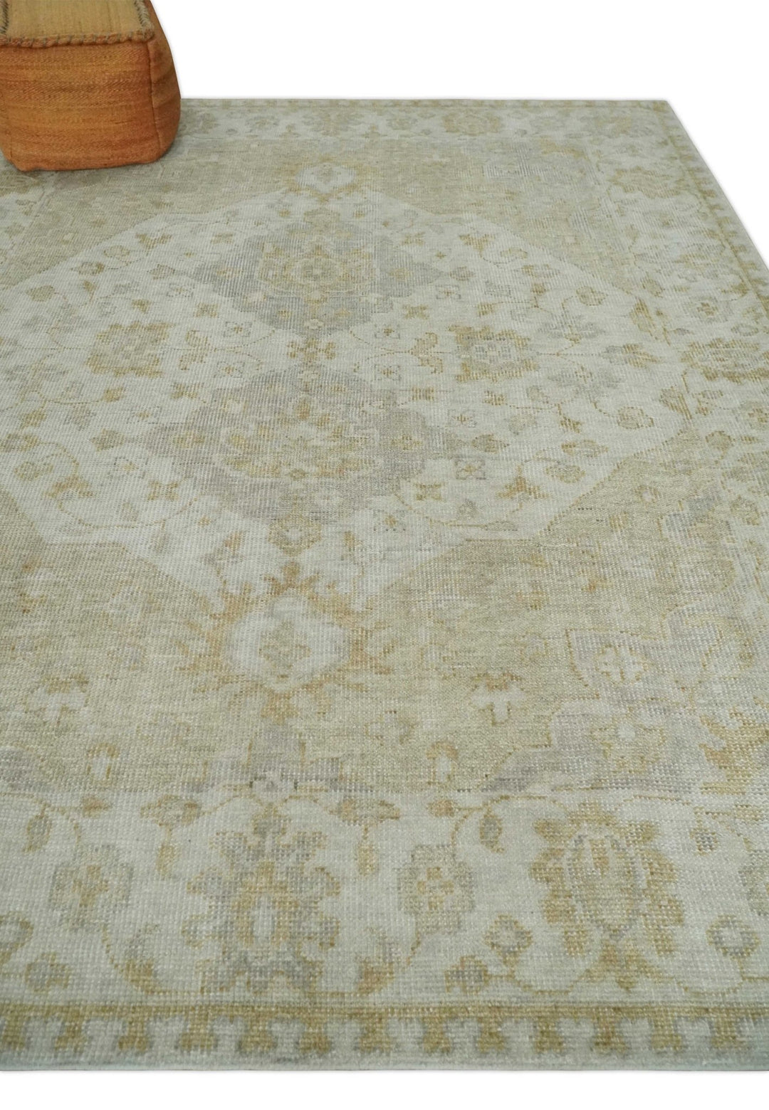 Ivory and Brown distressed finished Traditional Floral Low Pile Multi Size wool Area Rug - The Rug Decor