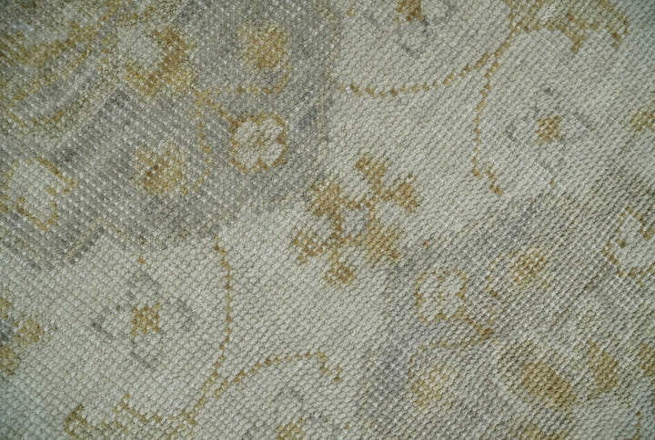 Ivory and Brown distressed finished Traditional Floral Low Pile Multi Size wool Area Rug - The Rug Decor