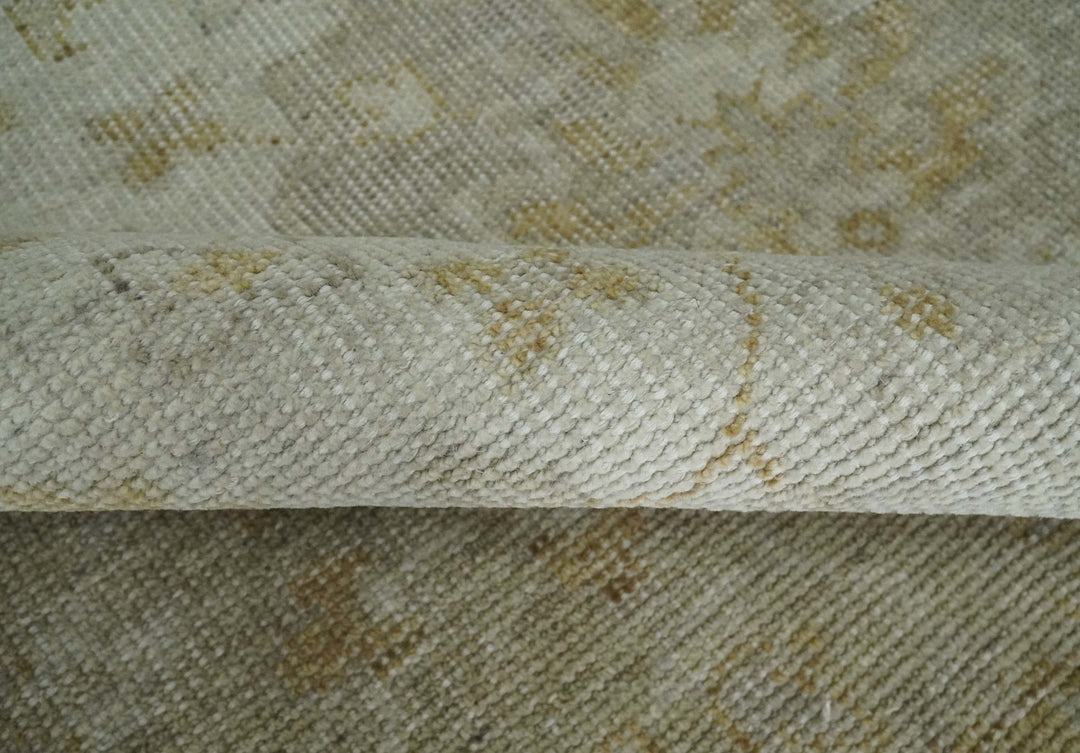 Ivory and Brown distressed finished Traditional Floral Low Pile Multi Size wool Area Rug - The Rug Decor