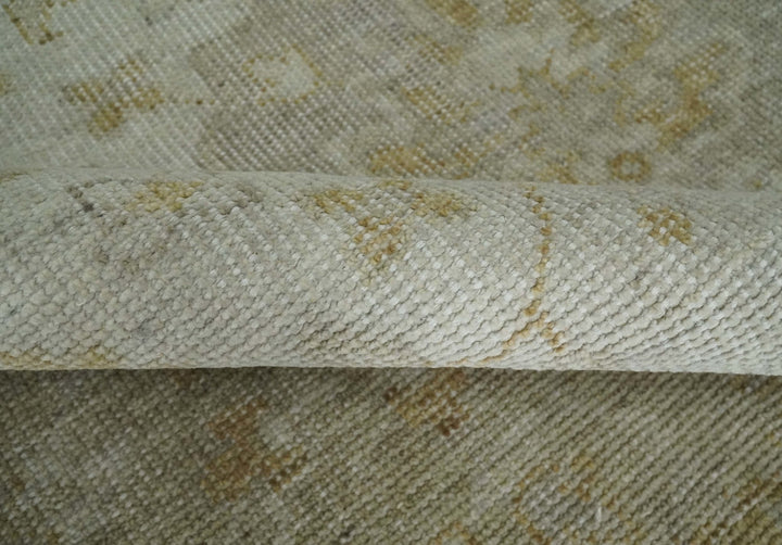 Ivory and Brown distressed finished Traditional Floral Low Pile Multi Size wool Area Rug - The Rug Decor