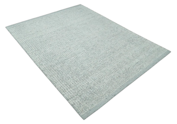 Ivory and Charcoal Traditional Abstract Hand Knotted 8x10 Wool Area Rug - The Rug Decor