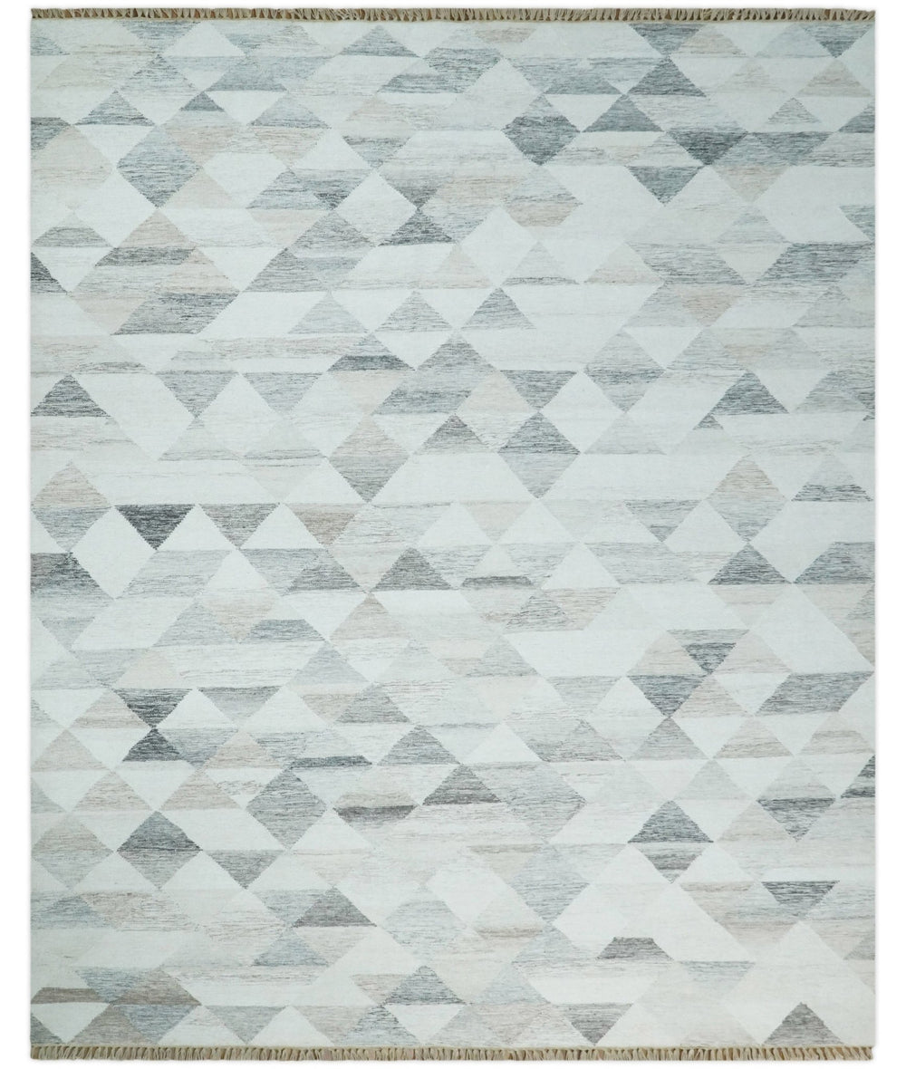 Ivory and Gray Boho Kilim Rug made with Fine Wool Blend | SE5 - The Rug Decor