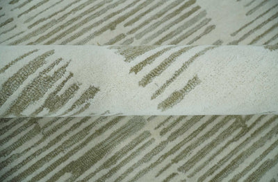 Ivory and Olive Modern Stripes Design Hand Tufted 8x10 wool Area Rug, Kids, Living Room and Bedroom Rug - The Rug Decor