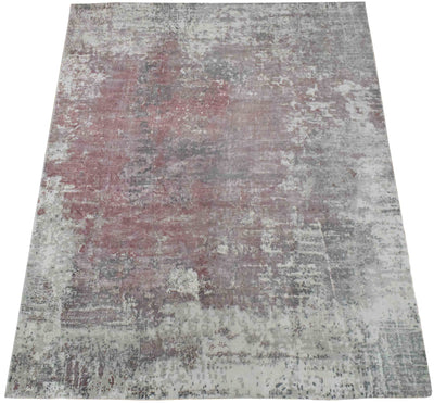 Ivory and Red Handmade Area Rug Made With Fine Viscose | Loop Pile - The Rug Decor