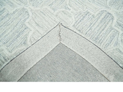 Ivory and Silver Modern Geometric Hand Tufted 2x3, 3x5, 5x8, 6x9, 8x10 and 9x12 Natural Wool Area Rug | UL51 - The Rug Decor