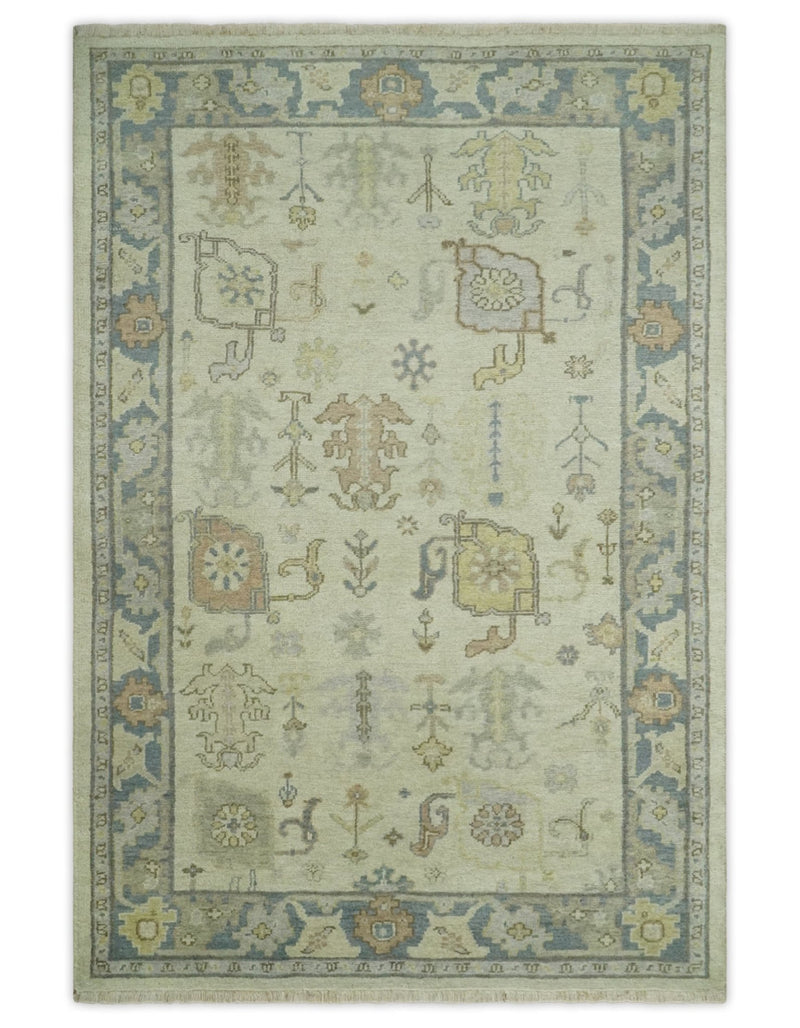 Ivory, Beige and Gray 8x10, 6x9, 4x6 Hand Knotted Traditional Persian Oushak Wool Rug | AC4 - The Rug Decor