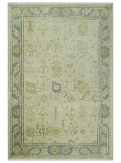 Ivory, Beige and Gray 8x10, 6x9, 4x6 Hand Knotted Traditional Persian Oushak Wool Rug | AC4 - The Rug Decor